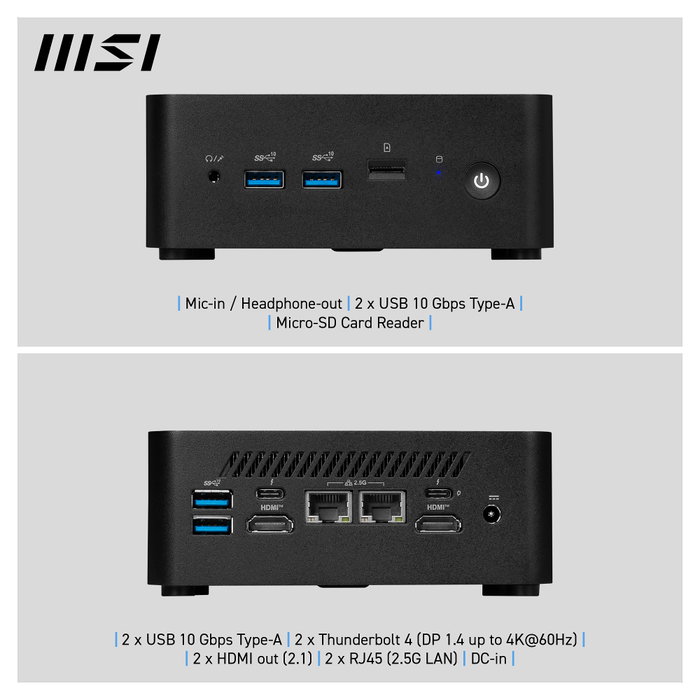 MSI Cubi NUC 1MG-014BEU Mini PC Negro Intel Core 3 100U