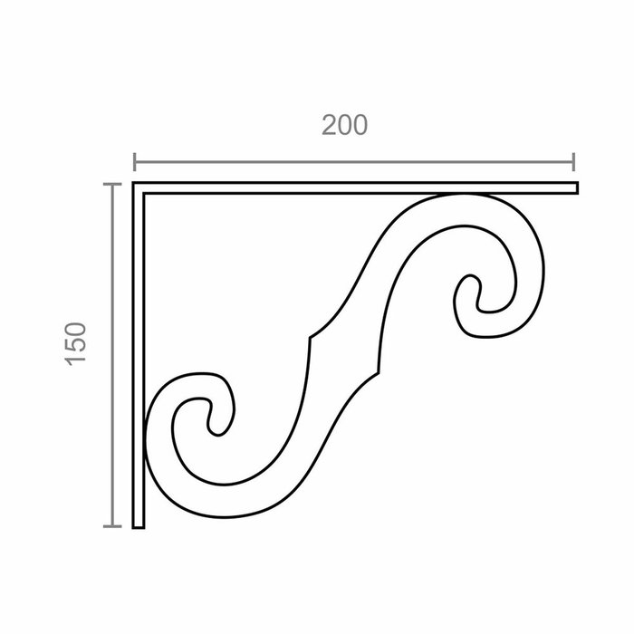 Micel Escuadra ornamental Plm05 negro 200 x 150 mm