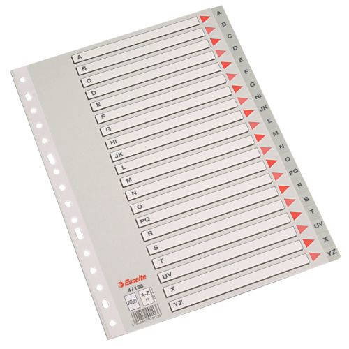 Esselte Separador Alfabético A-Z Gris con 20 Pestañas y Formato Folio Esselte Separador Alfabético A-Z Gris con 20 Pestañas y Formato Folio