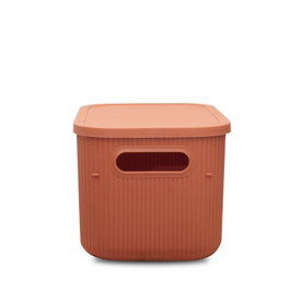 Aberto Design 241781 Caja de almacenamiento de plástico Rojo Teja, 6.2 Litros, 25x18x16 cm