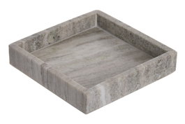 DKD Home Decor Bandeja Vaciabolsillos Mármol Beige Cuadrada 18x18x3,5 cm