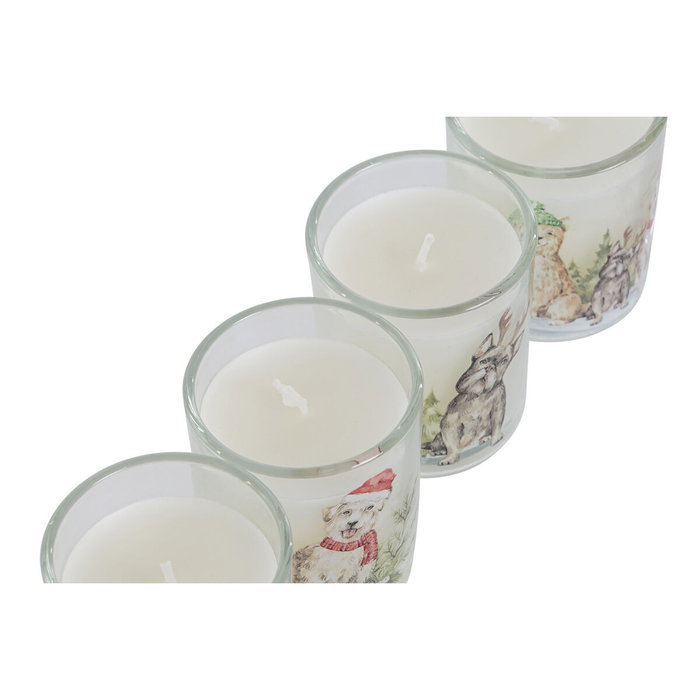 DKD Home Decor Set de 4 Velas de Cristal de Cera de Parafina Blanco 70g DKD Home Decor Set de 4 Velas de Cristal de Cera de Parafina Blanco 70g