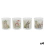 DKD Home Decor Set de 4 Velas de Cristal de Cera de Parafina Blanco 70g