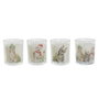 DKD Home Decor Set de 4 Velas de Cristal de Cera de Parafina Blanco 70g