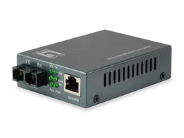 LevelOne FVT - 1101 Convertidor de Medio Ethernet de Fibra Óptica a Cobre 100 Mbit/s, 100Base-FX a 10/100Base-TX, 1310 nm Multimodo, Negro