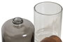 DKD Home Decor Set de Baño de 2 Piezas de Cristal y Acacia Gris