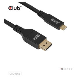 CLUB 3D CAC-1563 Cable Adaptador USB Type C a DisplayPort 2.1 Bi-Direccional 2 m Negro - 8K a 120Hz, 4K a 480Hz, Resolucion 7680x4320, Hasta 54 Gbit/s