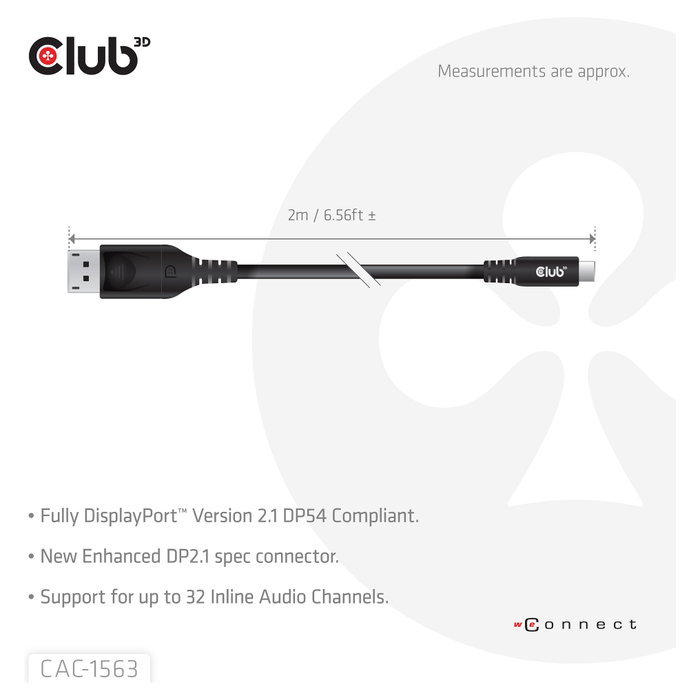 Club 3D CAC-1563 Cable USB Tipo C a DisplayPort 2.1, 2m, Negro Club 3D CAC-1563 Cable USB Tipo C a DisplayPort 2.1, 2m, Negro