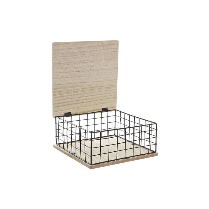 Caja Decorativa DKD Home Decor Negro Natural Metal Madera MDF
