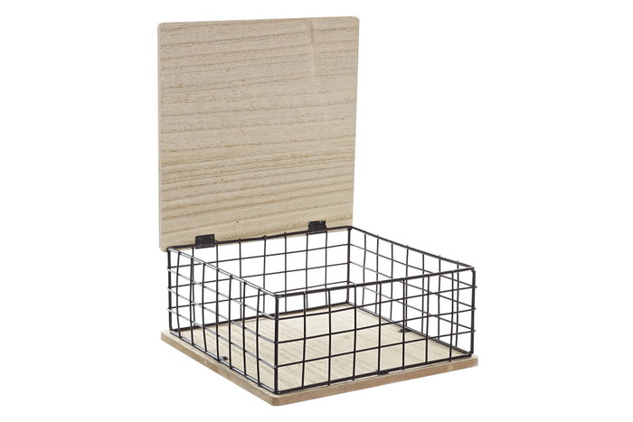 DKD Home Decor Caja MDF y Metal 25x25x12 Natural