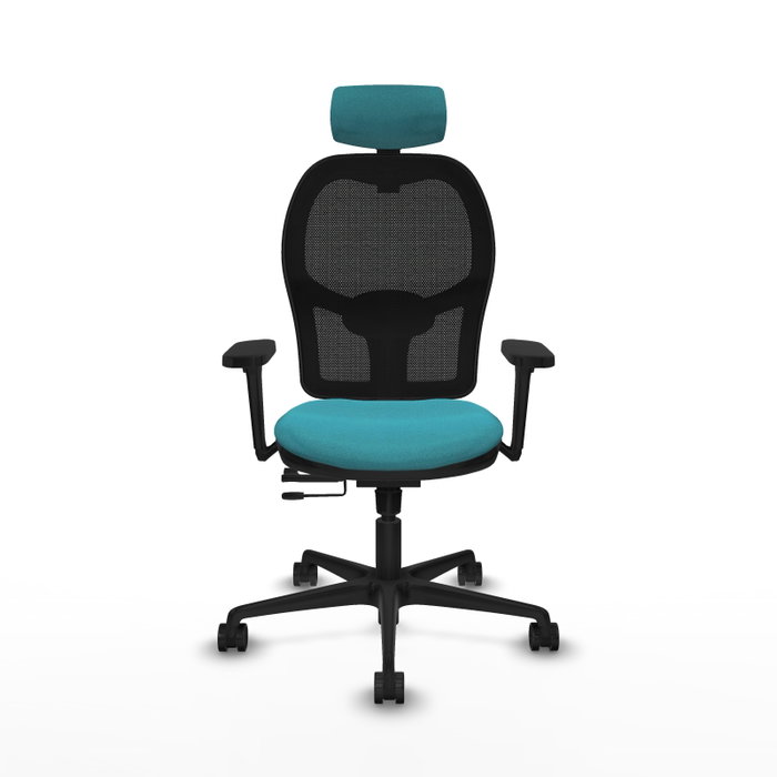 PIQUERAS Y CRESPO Silla de oficina Jorquera con mecanismo Sincro/Traslack, Turquesa y Negro