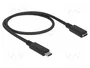 DeLOCK 85532 Cable de extensión USB Type-C™ a USB C, 0,5 m, 10 Gbps, 60 W PD, Negro
