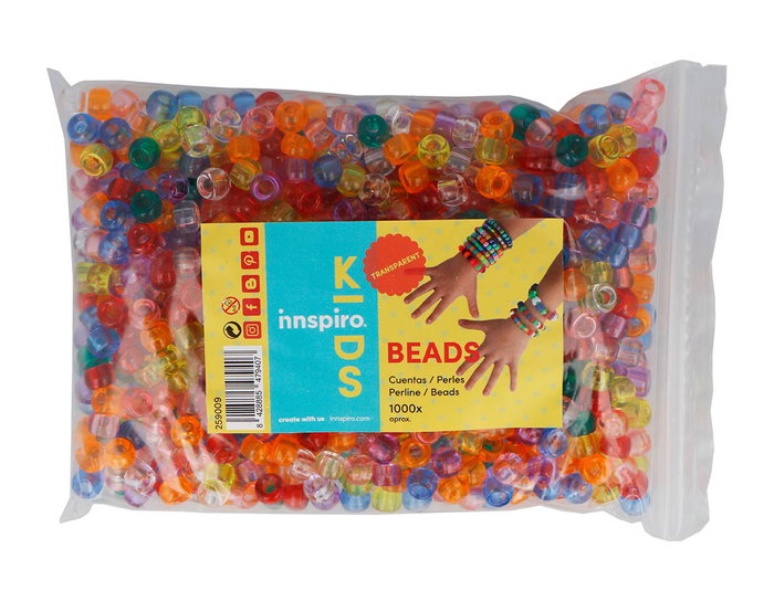 Innspiro Cuentas de Plástico Eco Grosella Multicolor Transparente 9mm