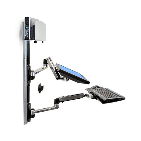 Ergotron LX Wall Mount System de Brazo para Monitor / Montaje en Pared / Carga 13.4 kg / Inclinacion 85 grados / Giro 360 grados / Compatible VESA