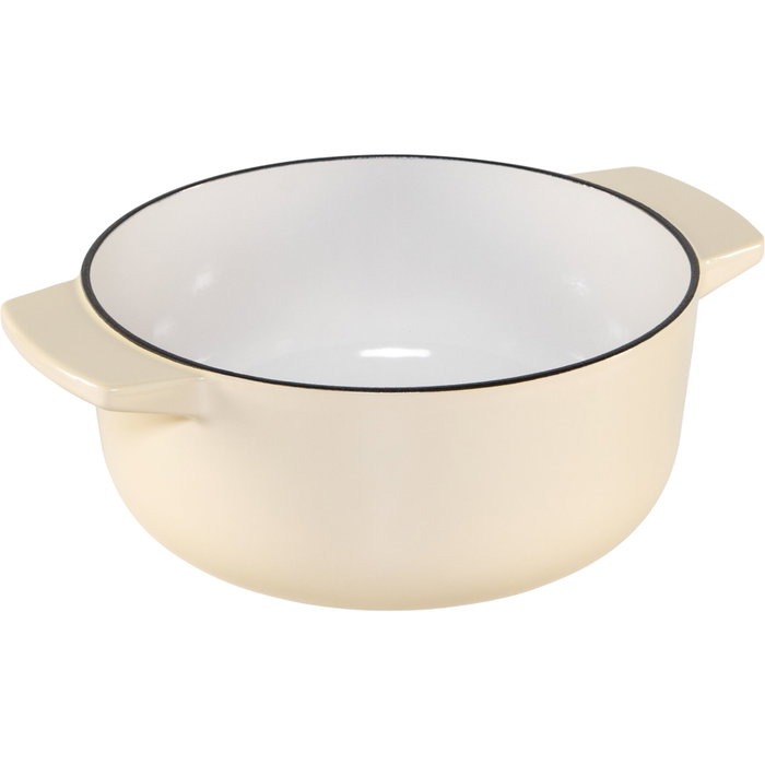 KitchenAid Asador Redondo de Hierro Fundido con Tapa 22 cm, creme