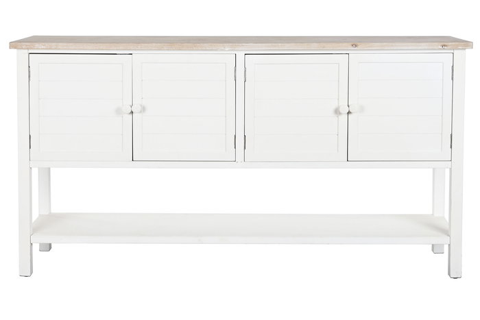 DKD Home Decor Buffet Tradicional Blanco Natural Madera Abeto y MDF 160 x 40 x 86 cm
