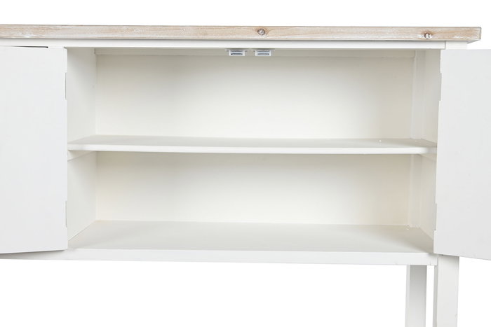 DKD Home Decor Buffet Tradicional Blanco Natural Madera Abeto y MDF 160 x 40 x 86 cm