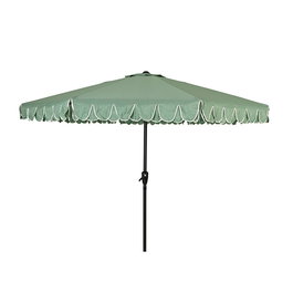 Outdoor Living By Decoris Parasol de Jardín Verde con Ribete Blanco Ø270 x 235 cm, Apertura por Manivela, Tejido Poliéster Hidrófugo, Protección UV 50+