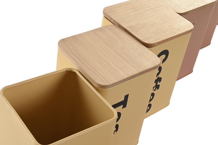 DKD Home Decor Chinalight 22 Bote Vintage Terracota Amarillo Metal Bambú 10x14.5x10 cm (6 Unidades)