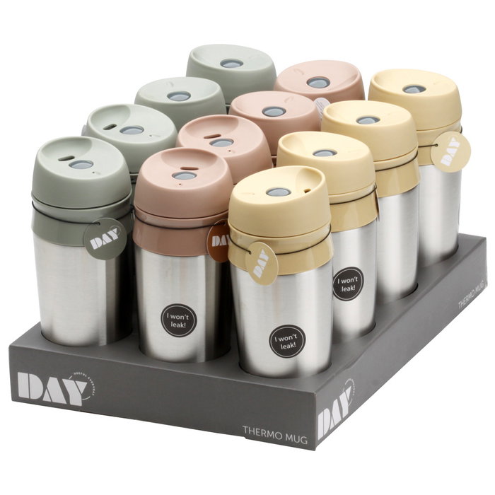 Day Mug Térmico 450 Ml Acero Inoxidable Plástico Botón Push Day Mug Térmico 450 Ml Acero Inoxidable Plástico Botón Push