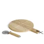 Livoo MES138 Juego de Pizza de Madera de Caucho con Cortador, 40 x 30 x 1.5 cm
