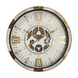 DKD Home Decor Reloj de Pared Abeto y Cristal 63x8x63 cm Blanco y Natural