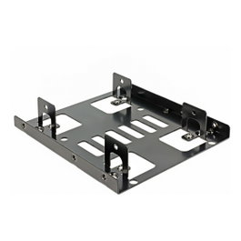 DeLOCK 18210 Einbaurahmen HDD/SSD 2x 2.5 Zoll auf 3.5 Zoll, Metall, Schwarz