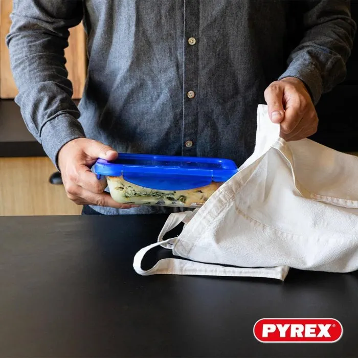 Pyrex COOK & GO - Juego de 2 Recipientes Herméticos de Vidrio para Almacenar, Cuadrados, Capacidad 0,8 L y 1,9 L