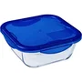 Pyrex COOK & GO - Juego de 2 Recipientes Herméticos de Vidrio para Almacenar, Cuadrados, Capacidad 0,8 L y 1,9 L