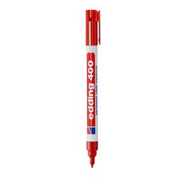 Edding Marcador Permanente 400 Rojo Trazo Fino 1mm Resistente Agua Vidrio Metal Plástico Papel Cartón