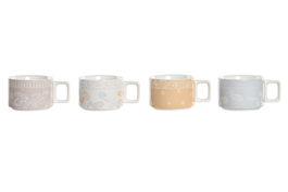 DKD Home Decor Café Shabby Rojo Azul 11 x 27 x 11 cm Set de 4