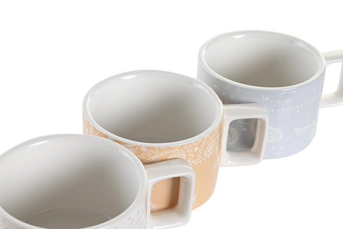 DKD Home Decor Café Shabby Rojo Azul 11 x 27 x 11 cm Set de 4