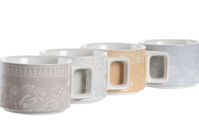 DKD Home Decor Café Shabby Rojo Azul 11 x 27 x 11 cm Set de 4