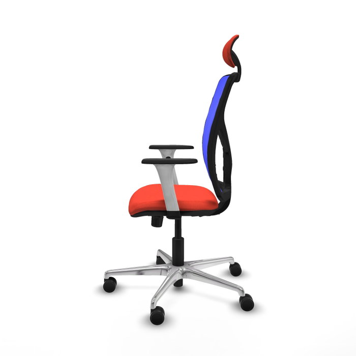 PIQUERAS Y CRESPO Silla de oficina Motilla con mecanismo Sincro, Azul y Naranja oscuro