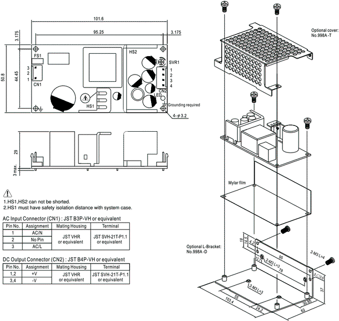 MEAN WELL EPS-65-5 Fuente de alimentación abierta de 55W