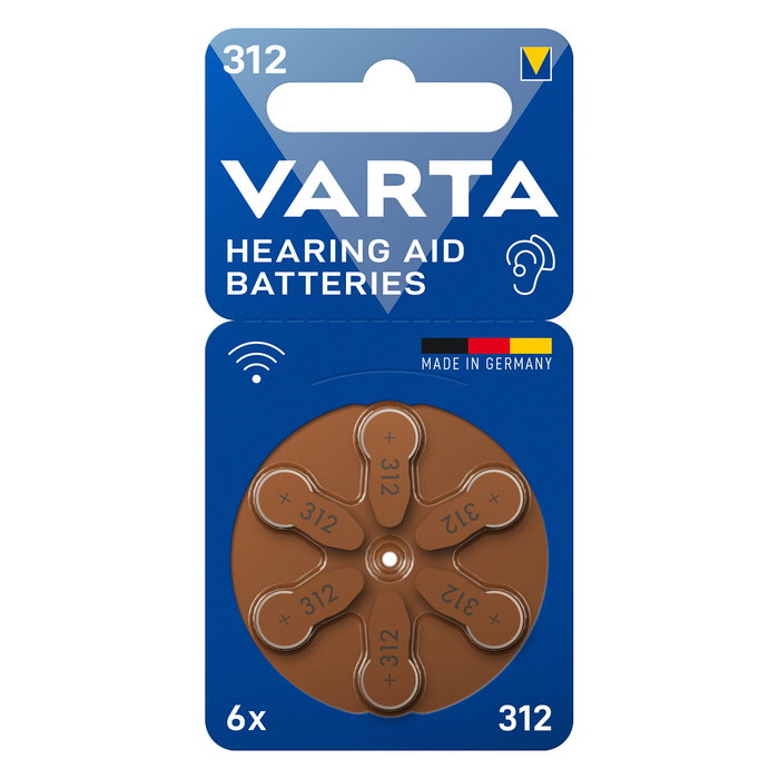 Varta Baterías para Audífonos Tipo 312, 6 Unidades
