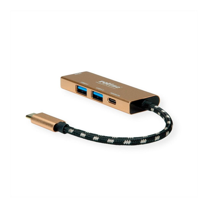 ROLINE Docking Station USB-C GOLD 12.02.1119 con HDMI 4K, 2 Puertos USB 3.2, Carga PD, 5 Gbps, Aluminio