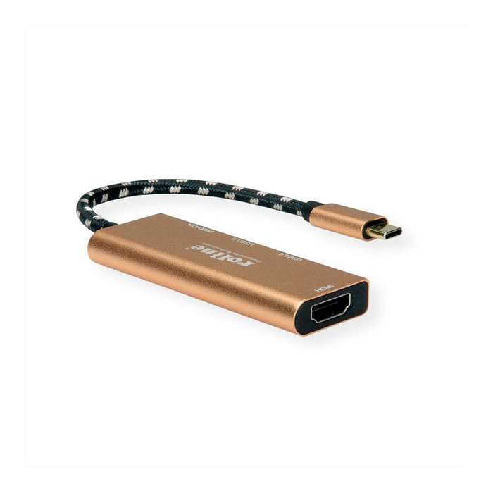ROLINE Docking Station USB-C GOLD 12.02.1119 con HDMI 4K, 2 Puertos USB 3.2, Carga PD, 5 Gbps, Aluminio