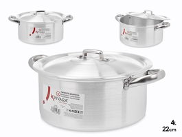 Kinvara Cacerola Aluminio 22 cm 4 L Plata Apto Gas Horno Lavavajillas (Set de 10)