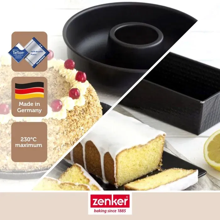 Zenker ZEN1700007748374 Juego de Moldes para Tartas y Savarin Negro Metalizado 30,5 x 11,5 cm y 28 cm Zenker ZEN1700007748374 Juego de Moldes para Tartas y Savarin Negro Metalizado 30,5 x 11,5 cm y 28 cm