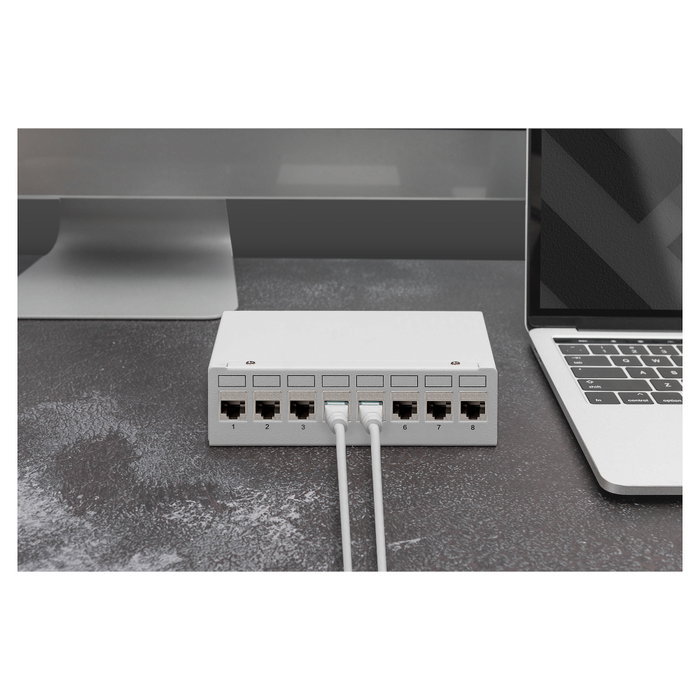 Digitus Módulo Keystone RJ-45 CAT 6A Apantallado con Gestor de Cables Inteligente - 8 Piezas, Plata, Compatible PoE, 500 MHz Digitus Módulo Keystone RJ-45 CAT 6A Apantallado con Gestor de Cables Inteligente - 8 Piezas, Plata, Compatible PoE, 500 MHz