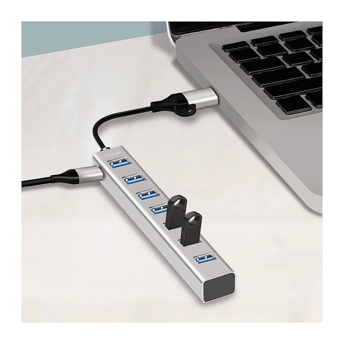 LogiLink Hub USB 3.0 de 7 puertos con carcasa de aluminio USB-A