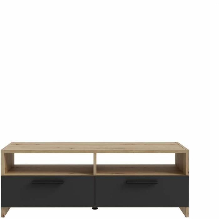 Aucune Mueble TV PILVI Roble y Negro con 2 Solapas y 2 Nichos Aucune Mueble TV PILVI Roble y Negro con 2 Solapas y 2 Nichos