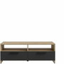 Aucune Mueble TV PILVI Roble y Negro con 2 Solapas y 2 Nichos