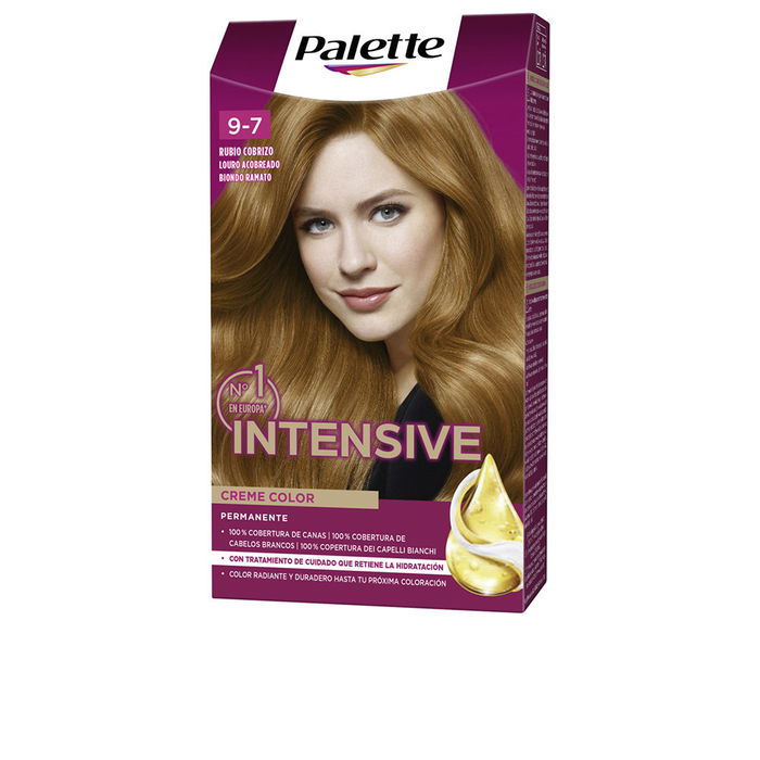 Palette INTENSIVE creme color Tinte #9.7 Rubio Cobrizo Permanente con Aceite de Marula 1 u Palette INTENSIVE creme color Tinte #9.7 Rubio Cobrizo Permanente con Aceite de Marula 1 u