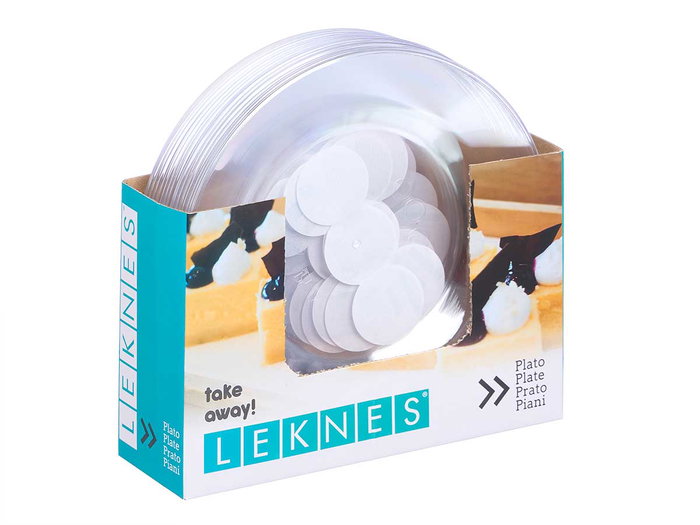 Leknes Plato Redondo Pequeño Transparente 20.5 cm Diámetro ø 20.5x1.5x20.5 cm Plástico PS (Set de 48)
