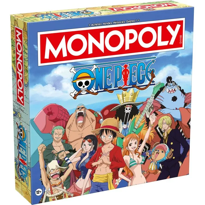 Winning Moves Monopoly One Piece Nueva Edición Juego de Mesa Familiar para 2 a 6 Jugadores +12 Años