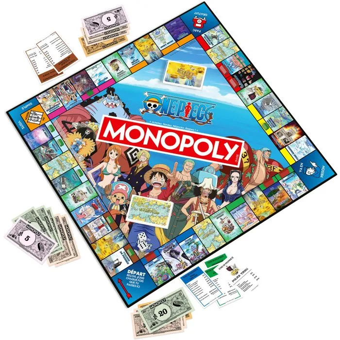 Winning Moves Monopoly One Piece Nueva Edición Juego de Mesa Familiar para 2 a 6 Jugadores +12 Años
