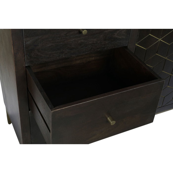 DKD Home Decor Buffet Rombo Gold de Acacia y Metal Marrón Oscuro