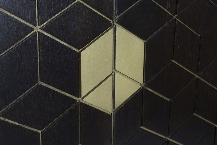 DKD Home Decor Rombo gold Buffet Moderno Marron Oscuro Dorado Acacia Metal 160 x 90 x 40 cm